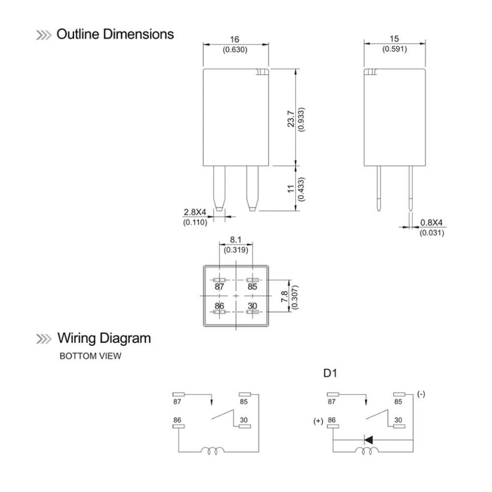 303 Automotive 20A Plug In 280 Ultra Micro Relay